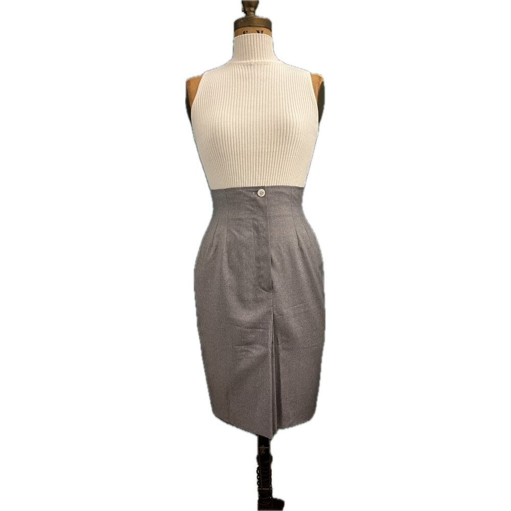 Gray Vintage Christian Dior High-Waisted Skirt
